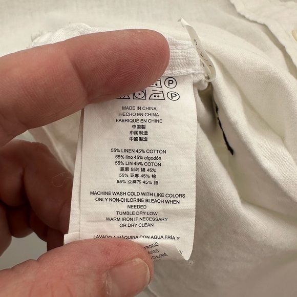 MICHEAL KORS classic fit men’s linen blend white short sleeve top. LARGE - Picture 6 of 9